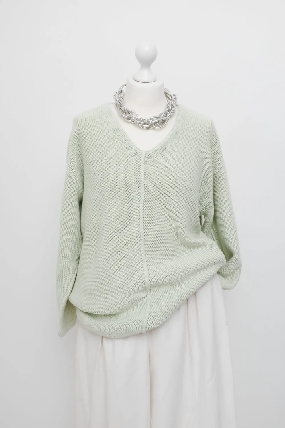 0058_LIME COTTON CHUNKY SWEATER