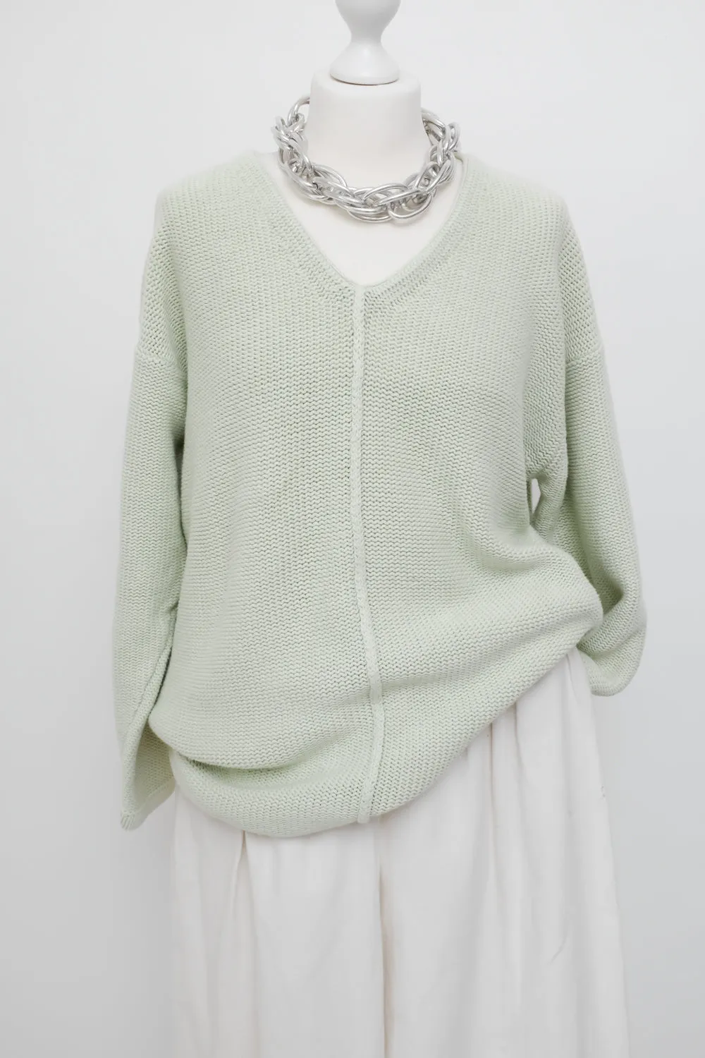 0058_LIME COTTON CHUNKY SWEATER