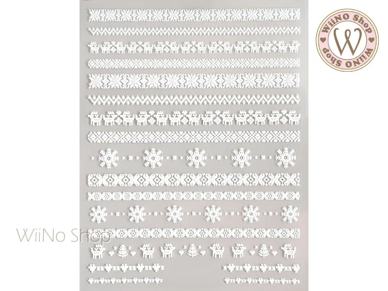 3D White Reindeer Sweater Pattern Adhesive Nail Art Sticker - 1 pc (TS-269)