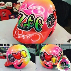 Airbrush Peace Love & Softball Design (Full Helmet)