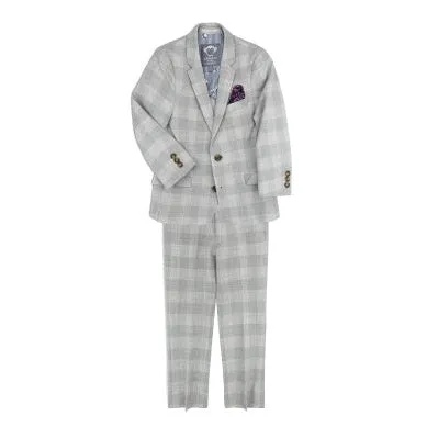 Appaman Boys 2pc Stretch Mod London Check Grey Suit _B8SSU2