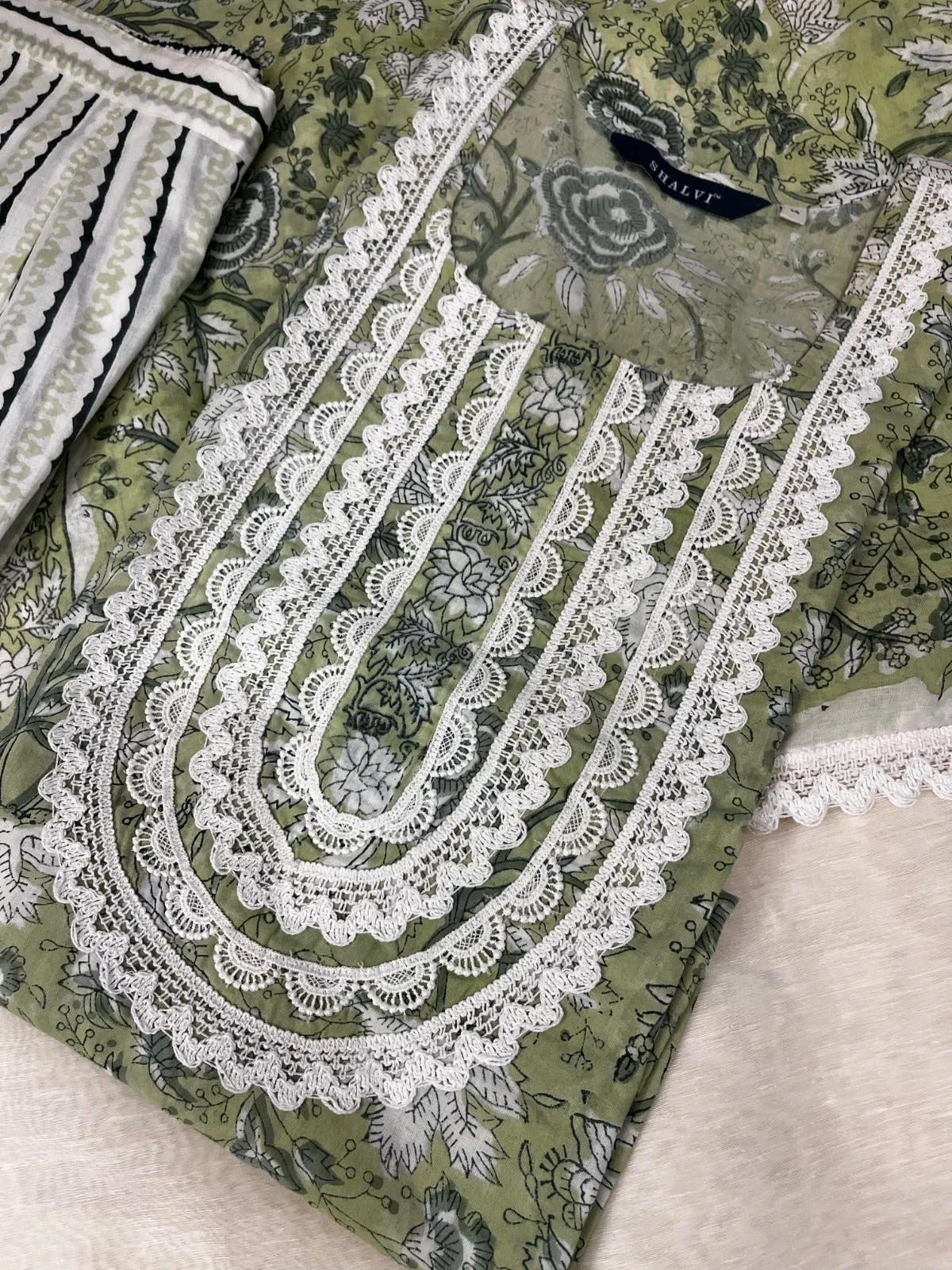 Bahar Hand Block Print Cotton Suit Set with Mulmul Dupatta (CSS95MUL)