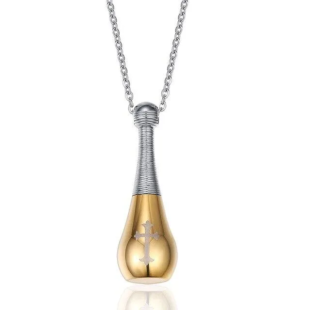 Baseball Bat-shaped Urn Pendant with Chain Link Necklace