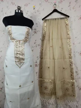 Beautiful Kota Doriya Embroidery Work Suit In white