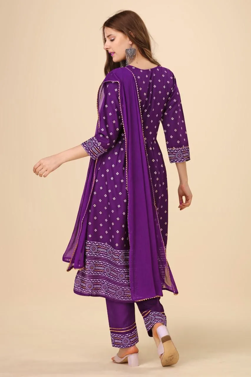 Beautiful Party Wear Women Naira cut Kurta Suit