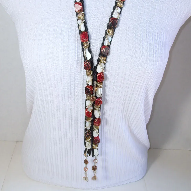 Bernice Beaded Zipper Necklace