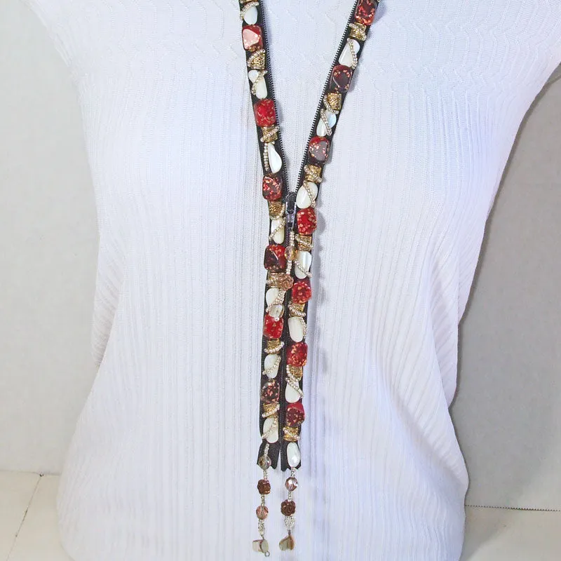 Bernice Beaded Zipper Necklace