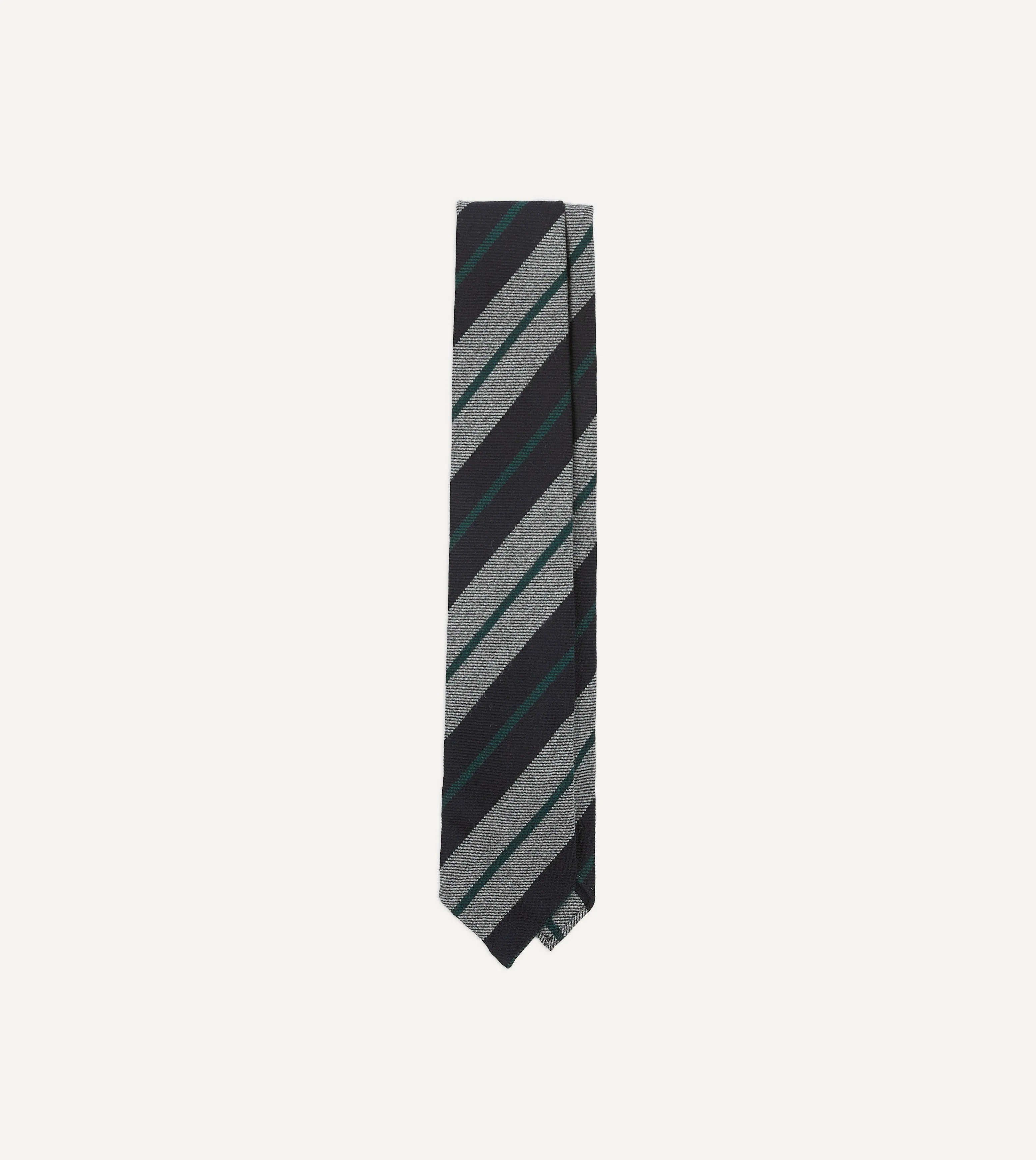 Black and Grey Multi Stripe Hand Rolled Wool Tie