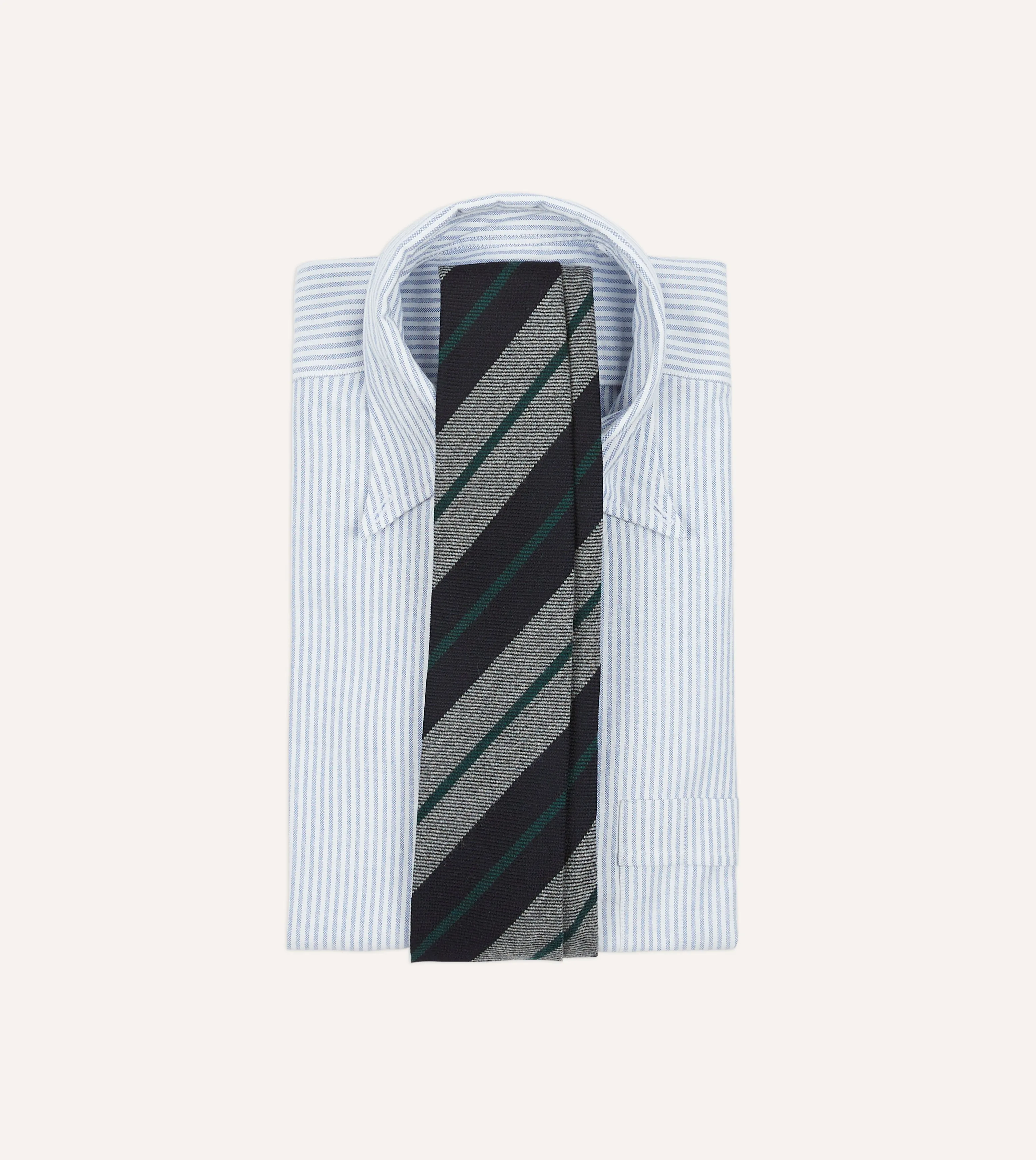 Black and Grey Multi Stripe Hand Rolled Wool Tie