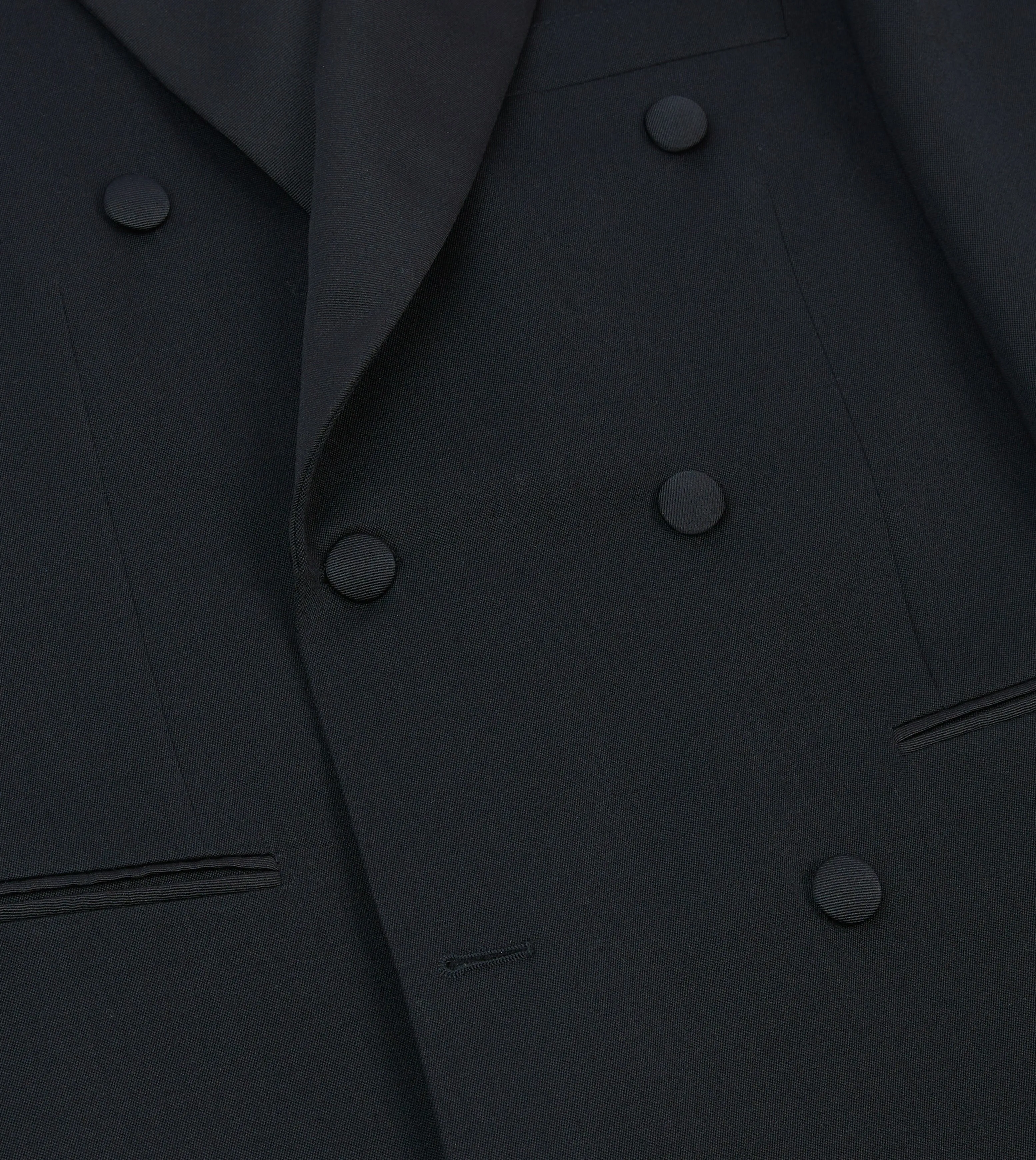 Black Barathea Wool Double-Breasted Dinner Jacket