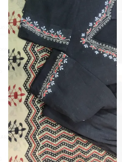 Black Brown Cotton Ikat Women Suit