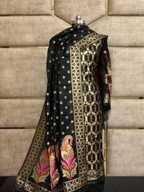 Black Cotton Silk Jamdani Suit