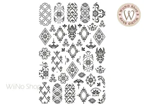 Black Moroccan Pattern Adhesive Nail Art Sticker - 1 pc (R349-B)