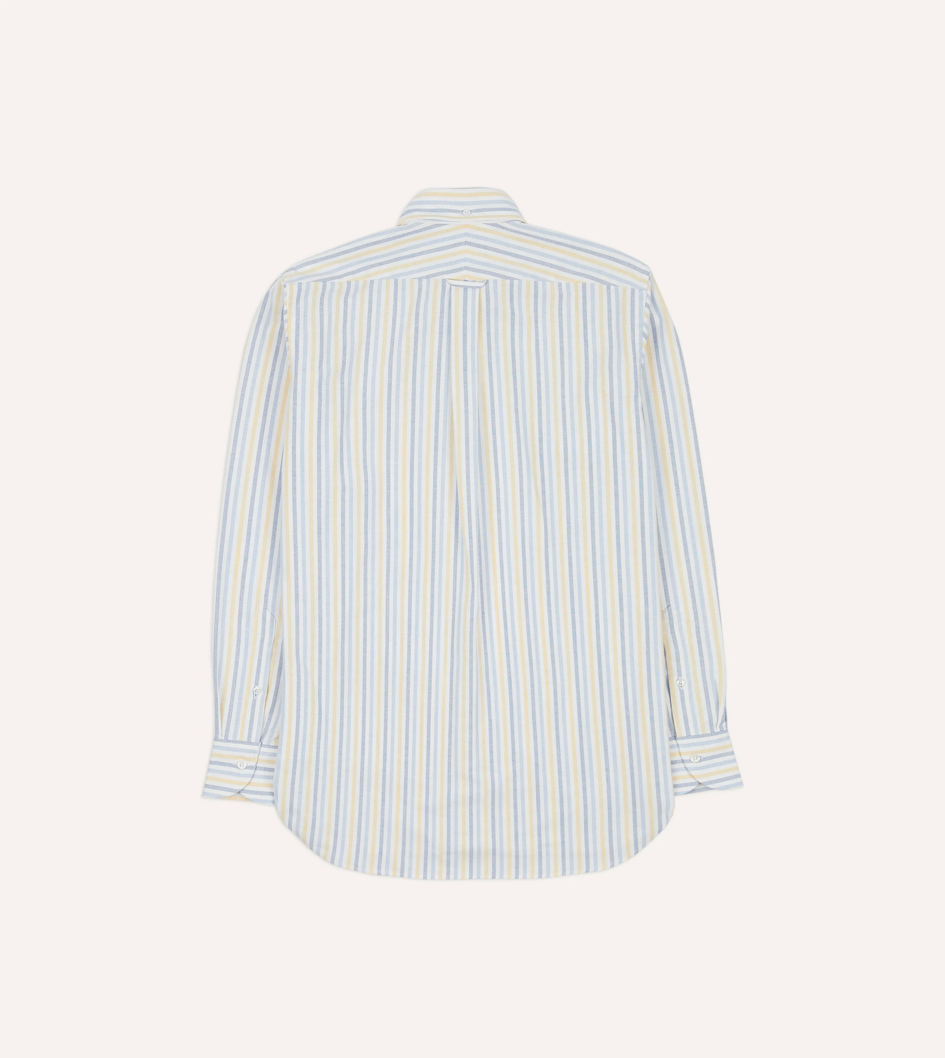 Blue and Yellow Dual Stripe Cotton Oxford Cloth Button-Down Shirt