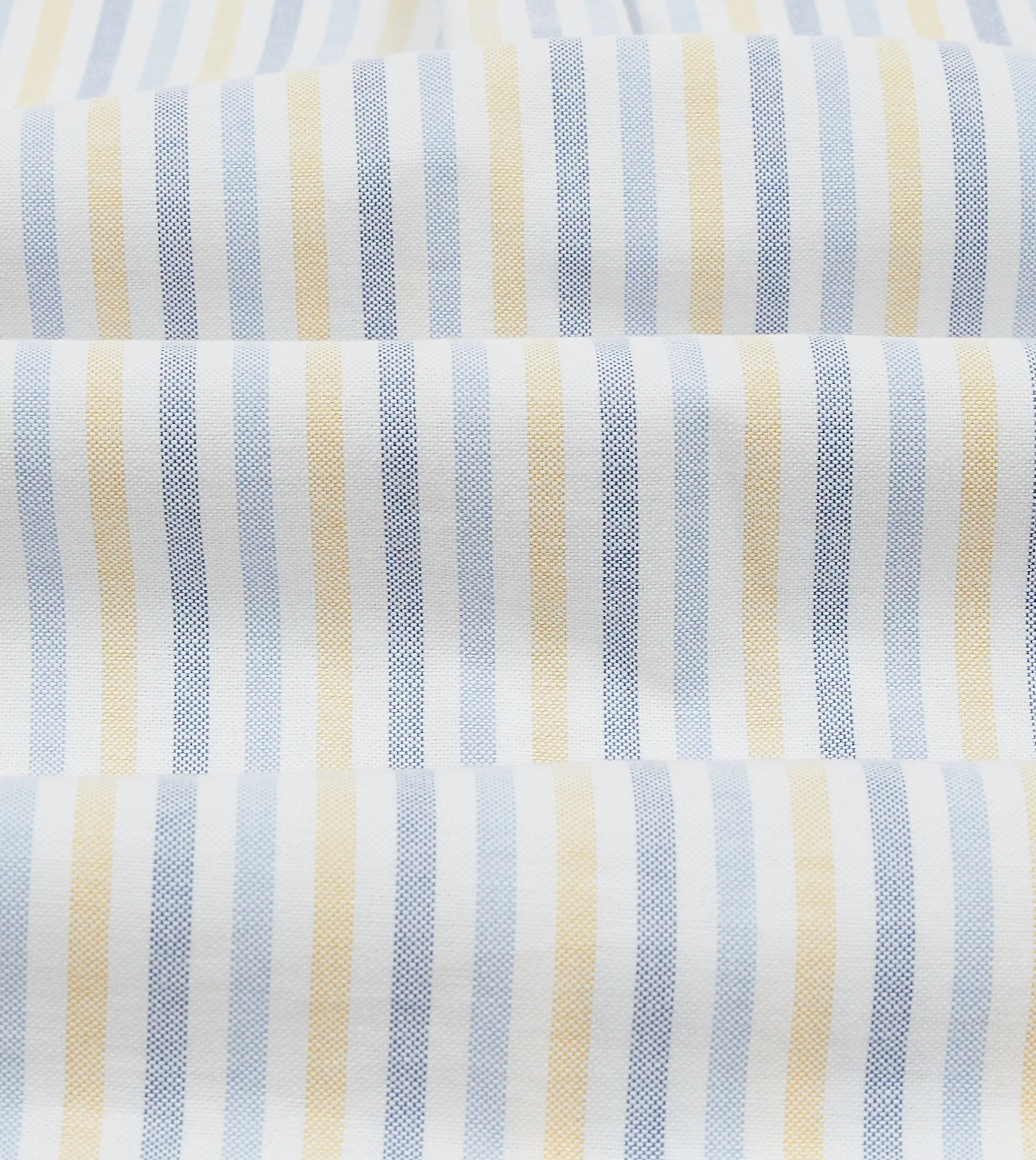 Blue and Yellow Dual Stripe Cotton Oxford Cloth Button-Down Shirt