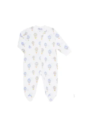 Blue Balloons Print Zipper Footie