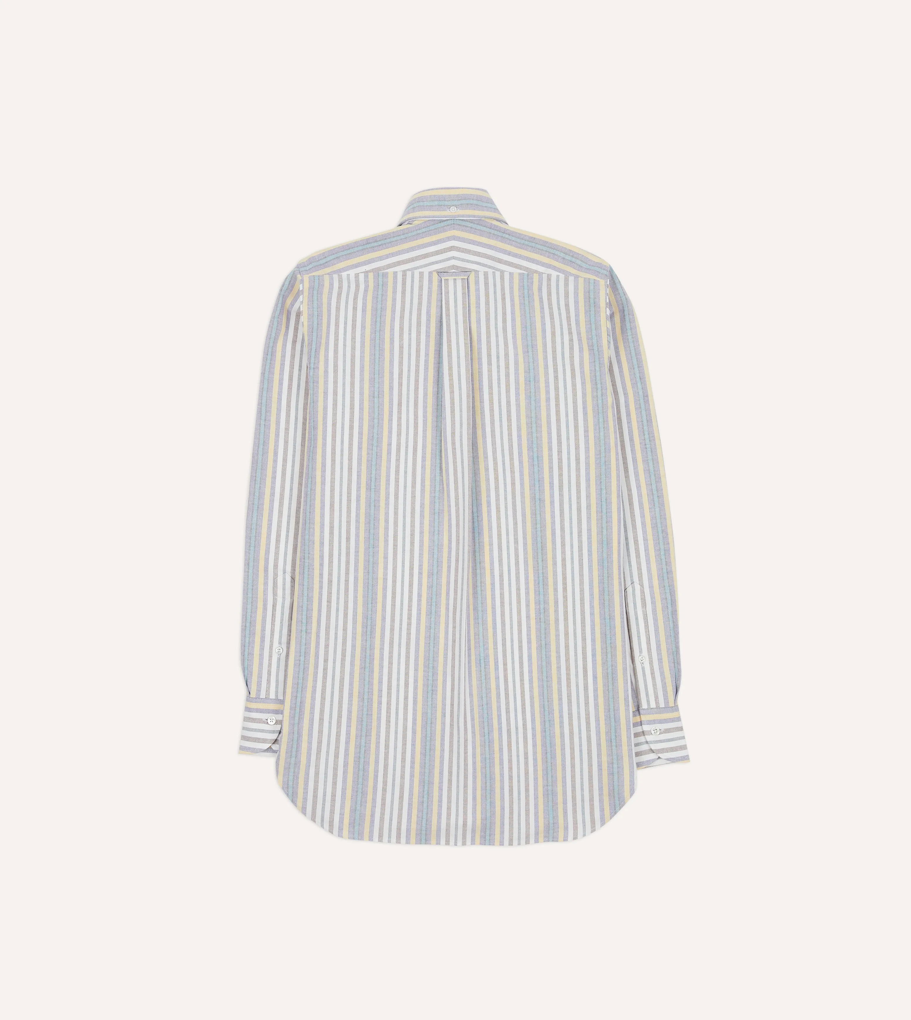 Blue Multi Stripe Cotton Oxford Cloth Button-Down Shirt