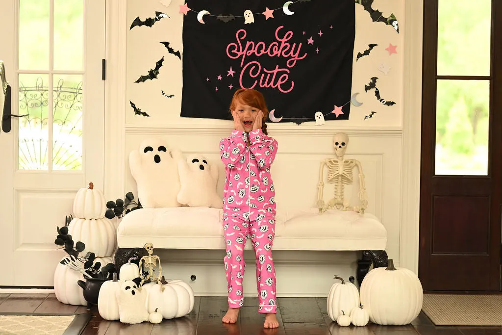 Button Down pajamas - Magenta Halloween