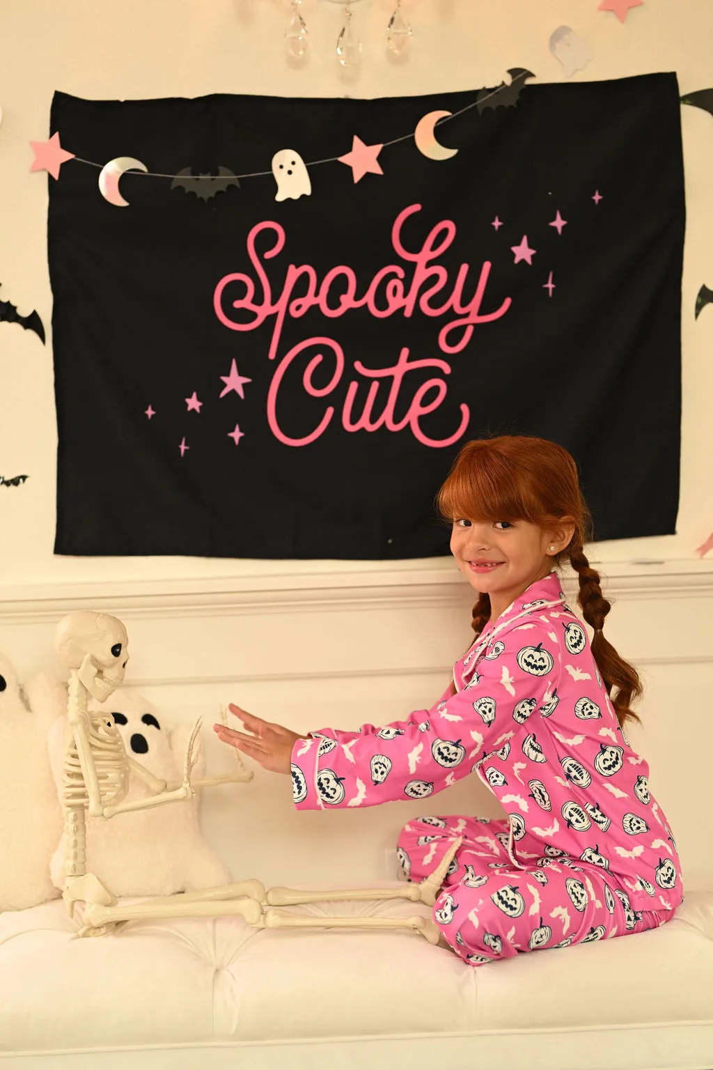 Button Down pajamas - Magenta Halloween