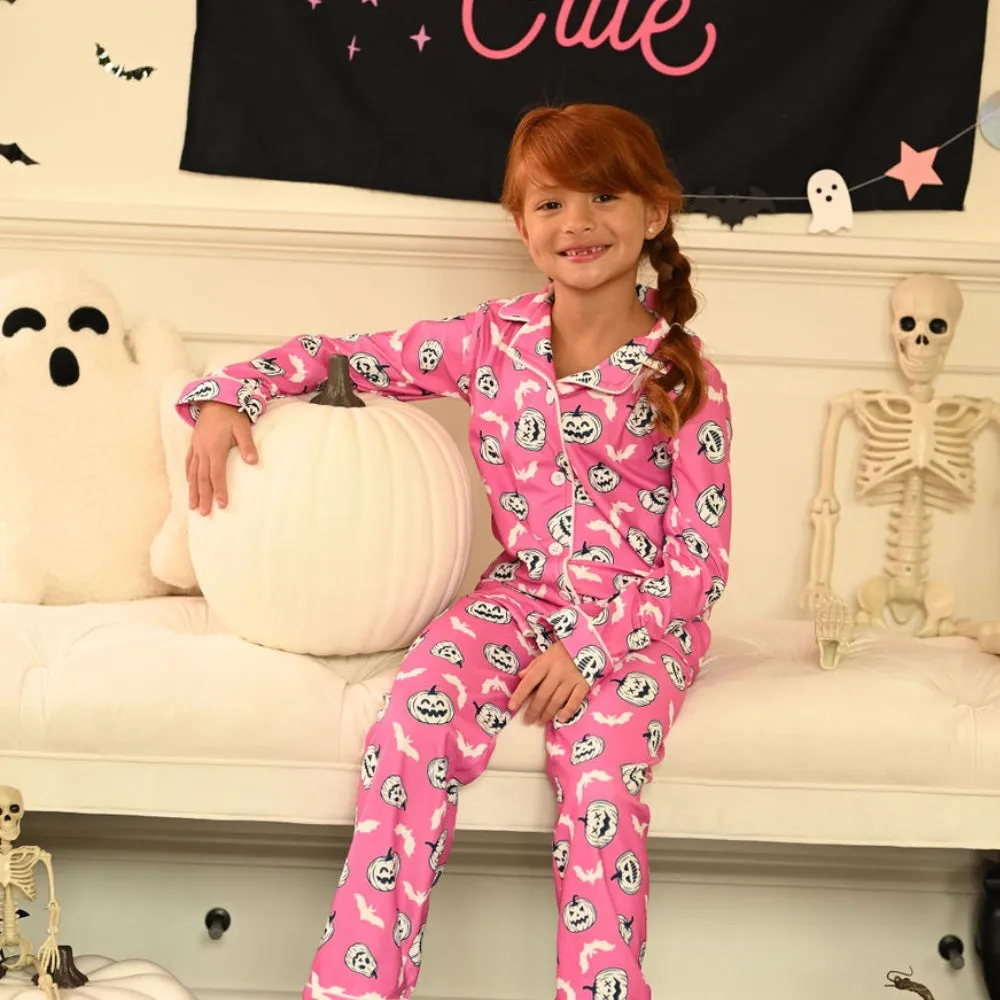 Button Down pajamas - Magenta Halloween