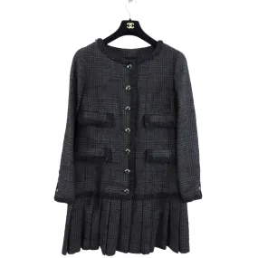 Chanel 2013 Fall Black Tweed Runway Coat Dress - L / XL