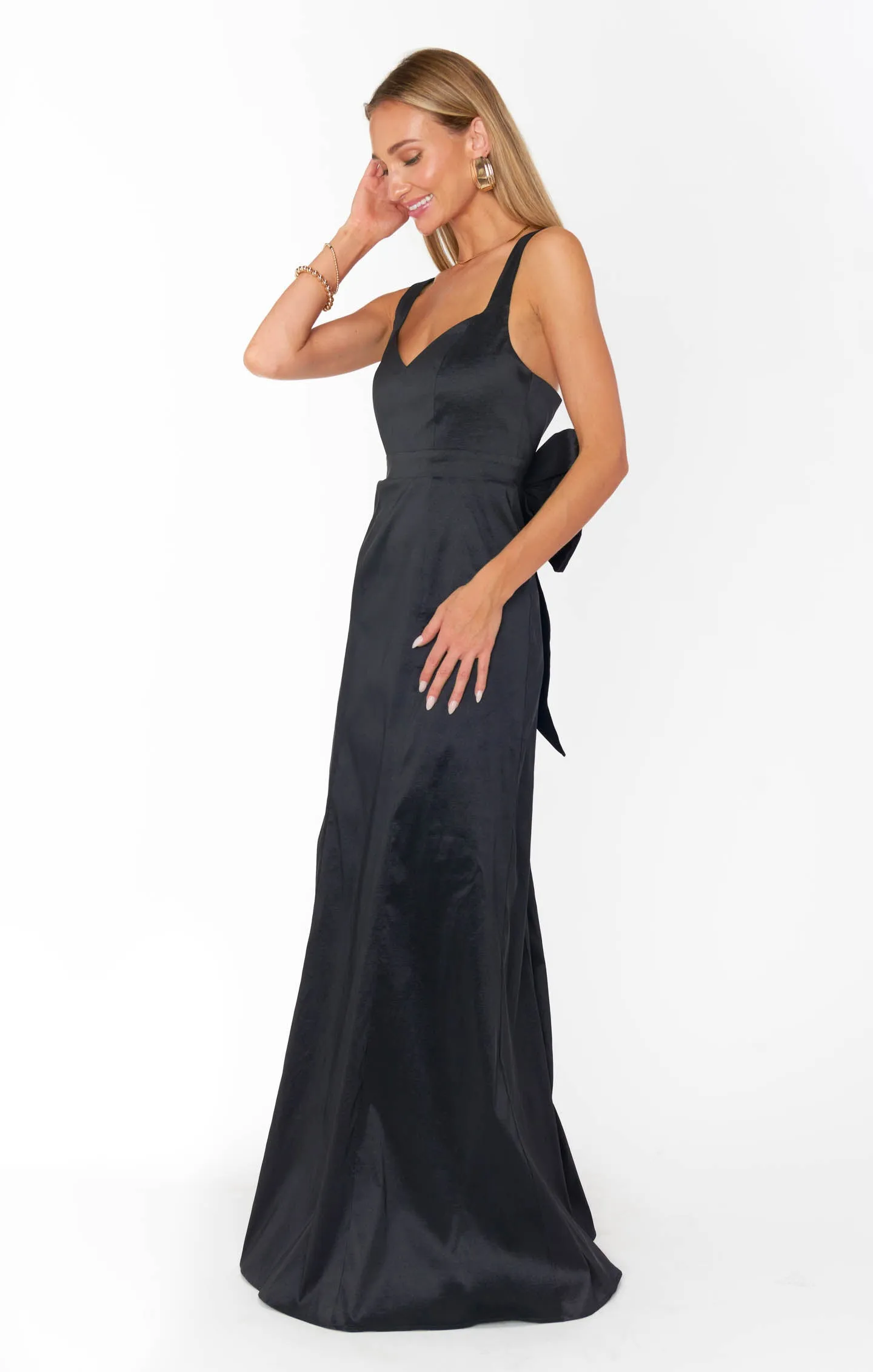 Charlotte Bow Dress ~ Black Taffeta