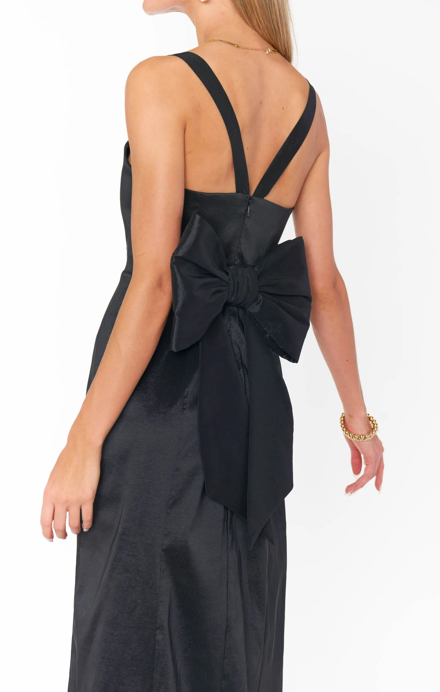 Charlotte Bow Dress ~ Black Taffeta