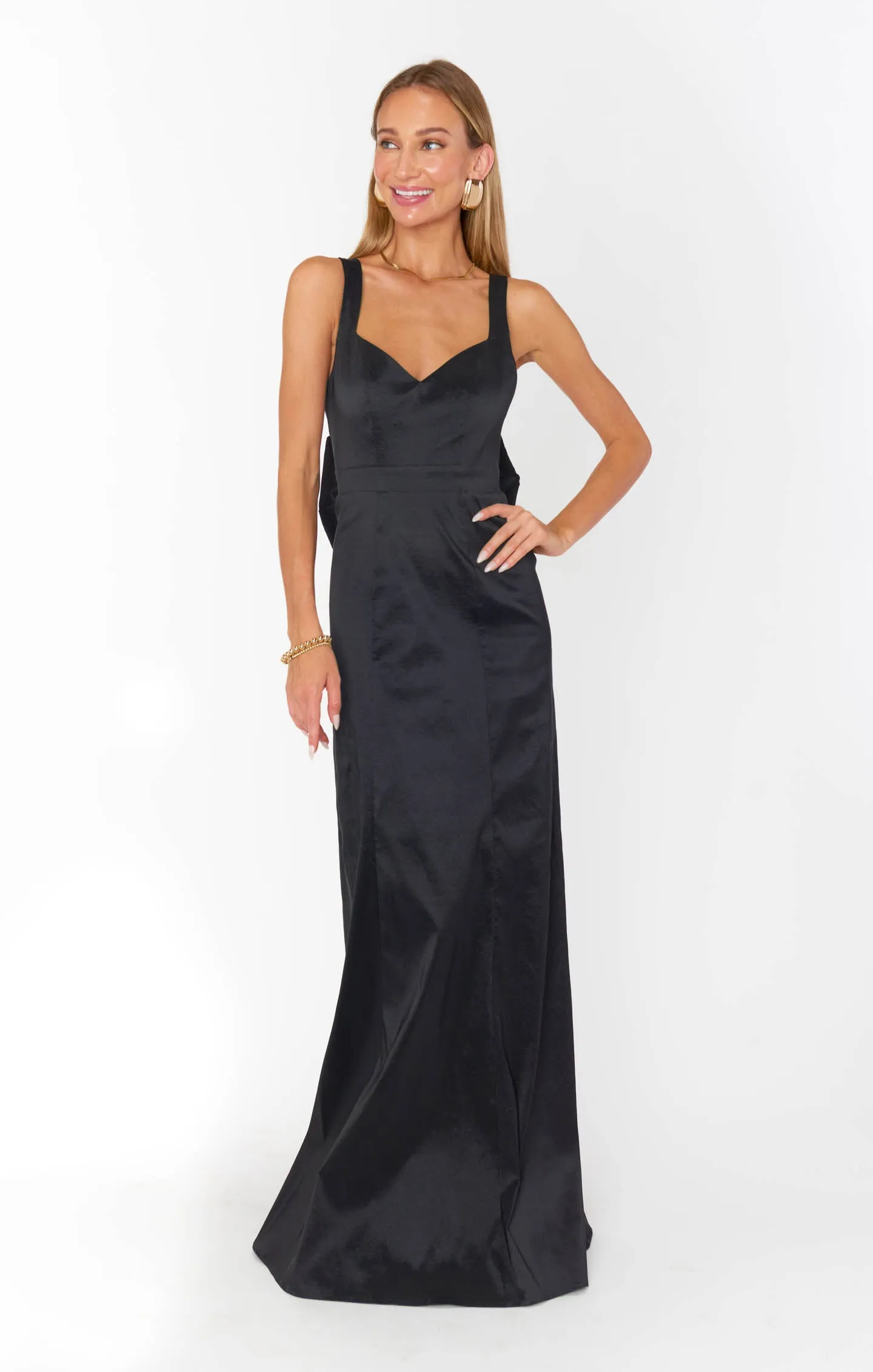 Charlotte Bow Dress ~ Black Taffeta