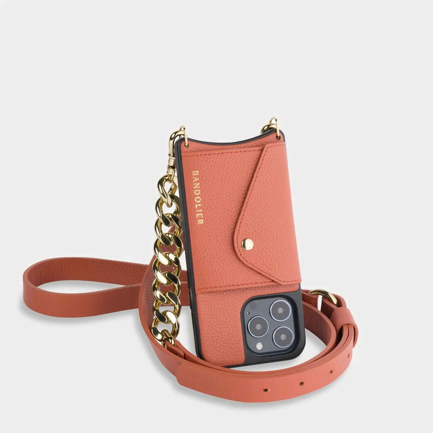 Charlotte Pebble Leather Crossbody Bandolier - Clay/Gold