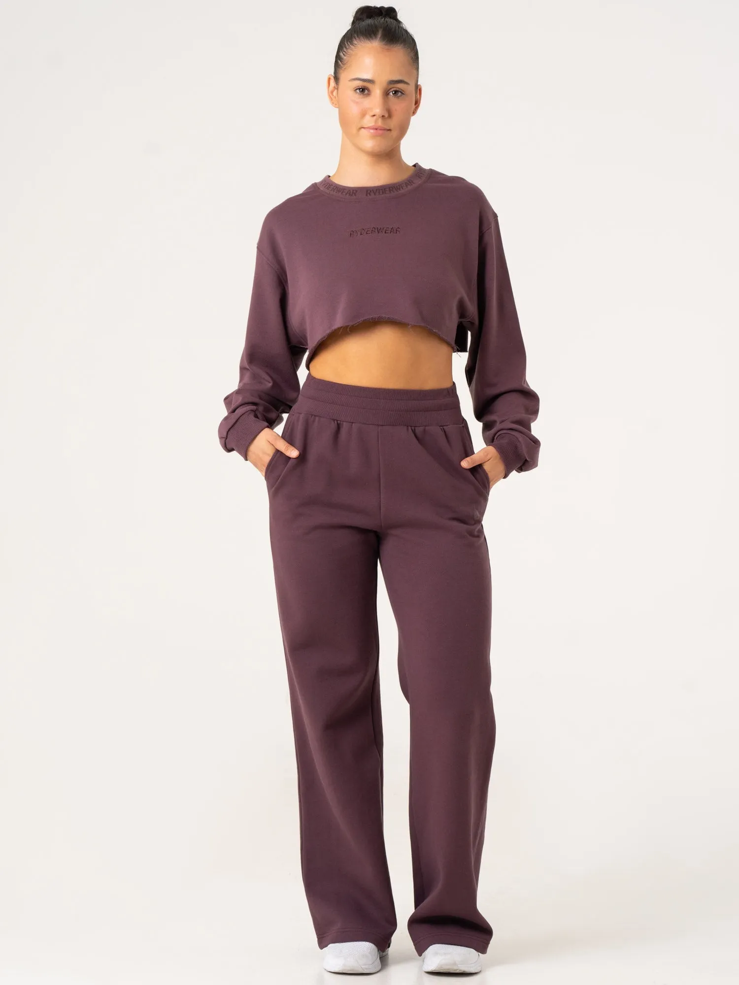 Cropped Sweater - Plum