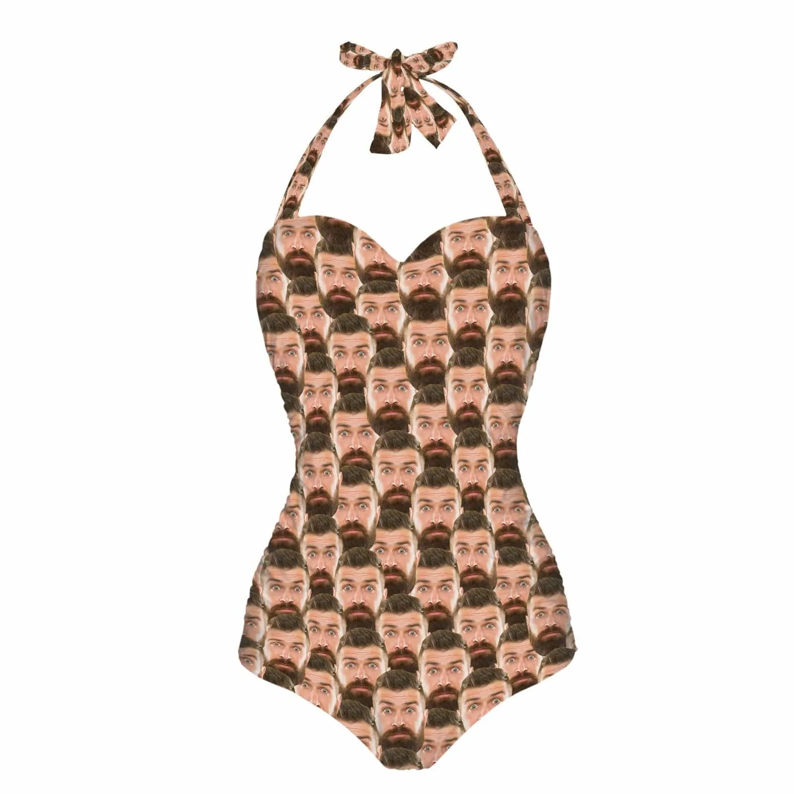 Custom Face Seamless Strap Personalized One-piece Retro Bikini Swimsuit Custom One Piece Bathing Suits