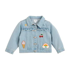 Denim Ruffle Patch Jacket