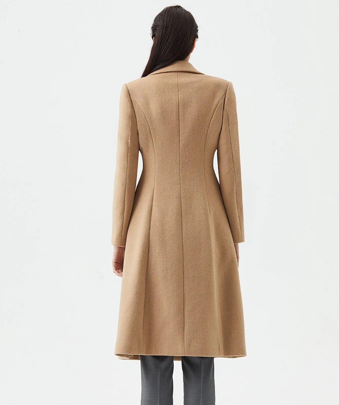 Dolores  Fit & Flare Double Breasted Wool Blend Coat