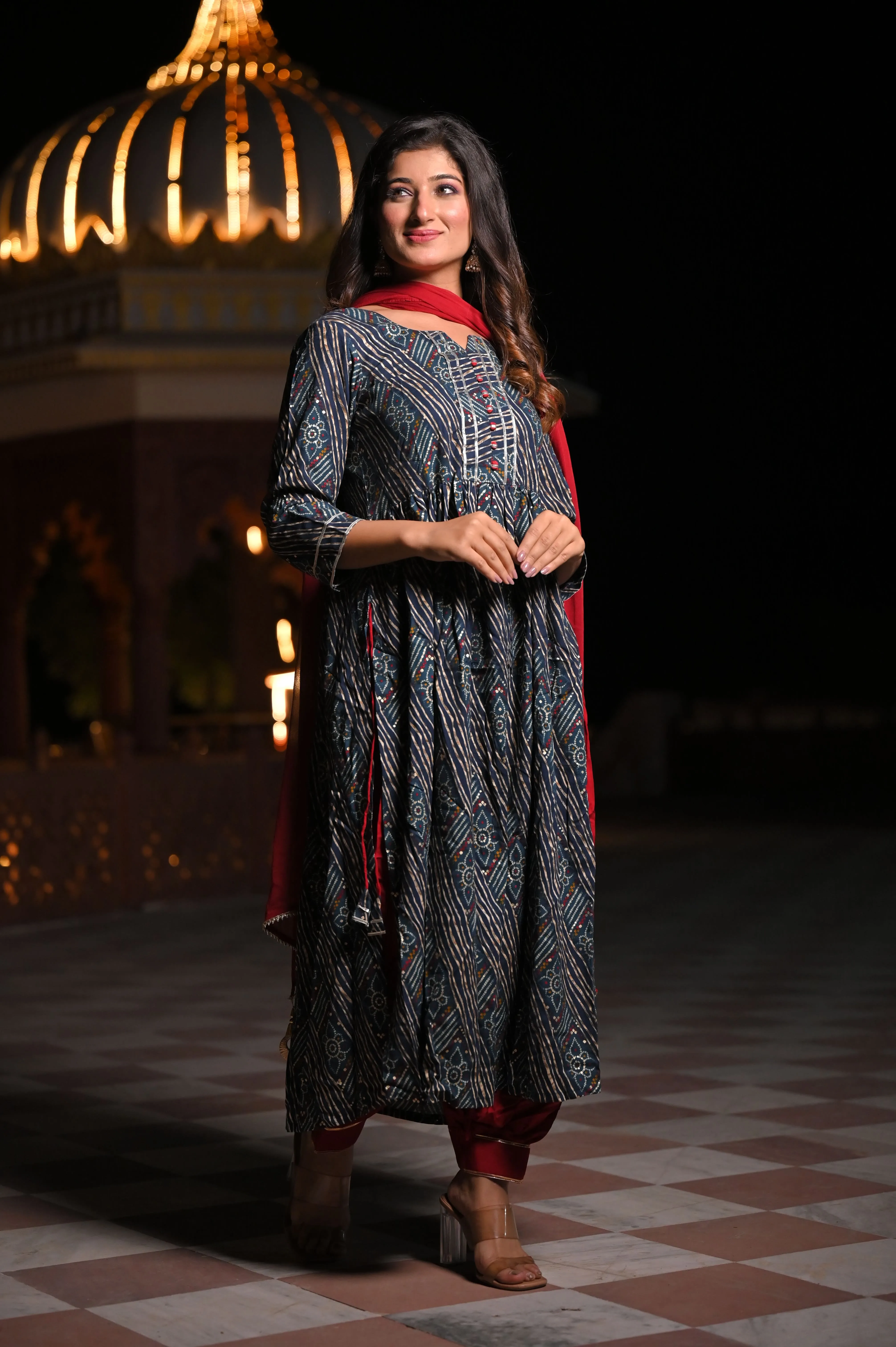 Evening Embrace Foiled Kurta Set