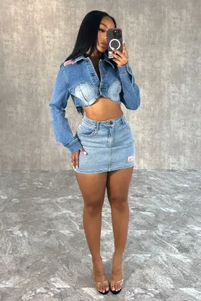 Everlie Denim Jacket & Skirt SET