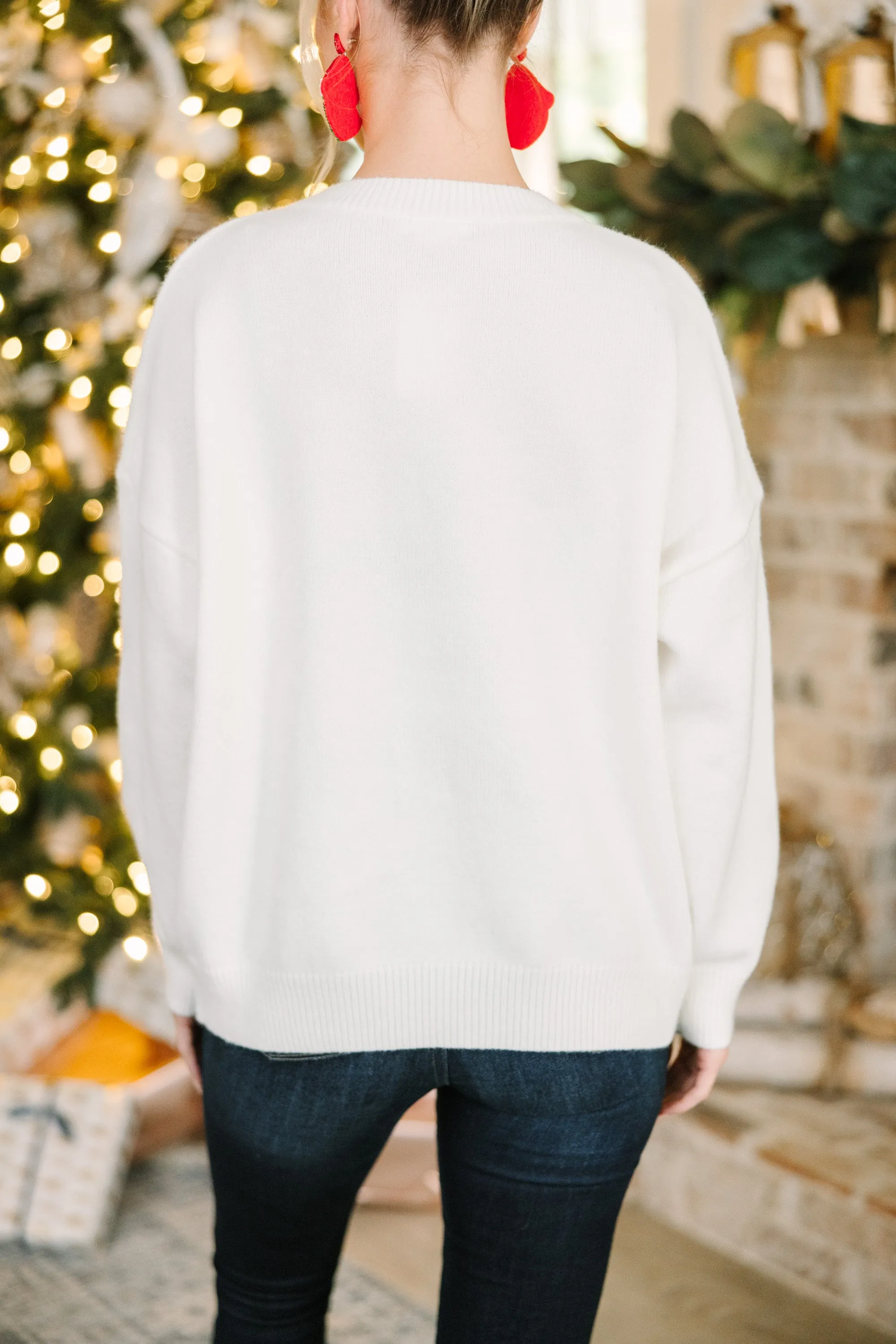 Cream White Feeling Grinchy Script Sweater - Cozy Holiday Apparel