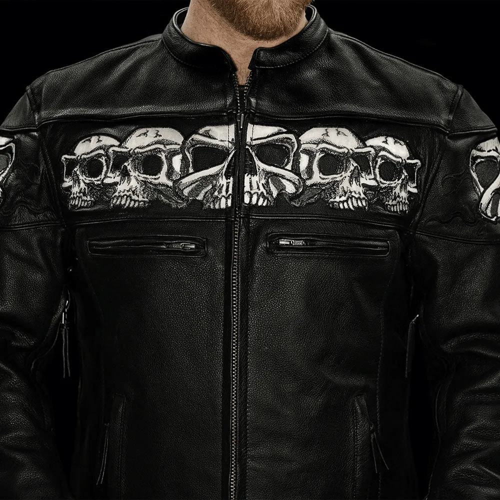 First Mfg Savage Skulls Men's Motorcycle Leather Jacket