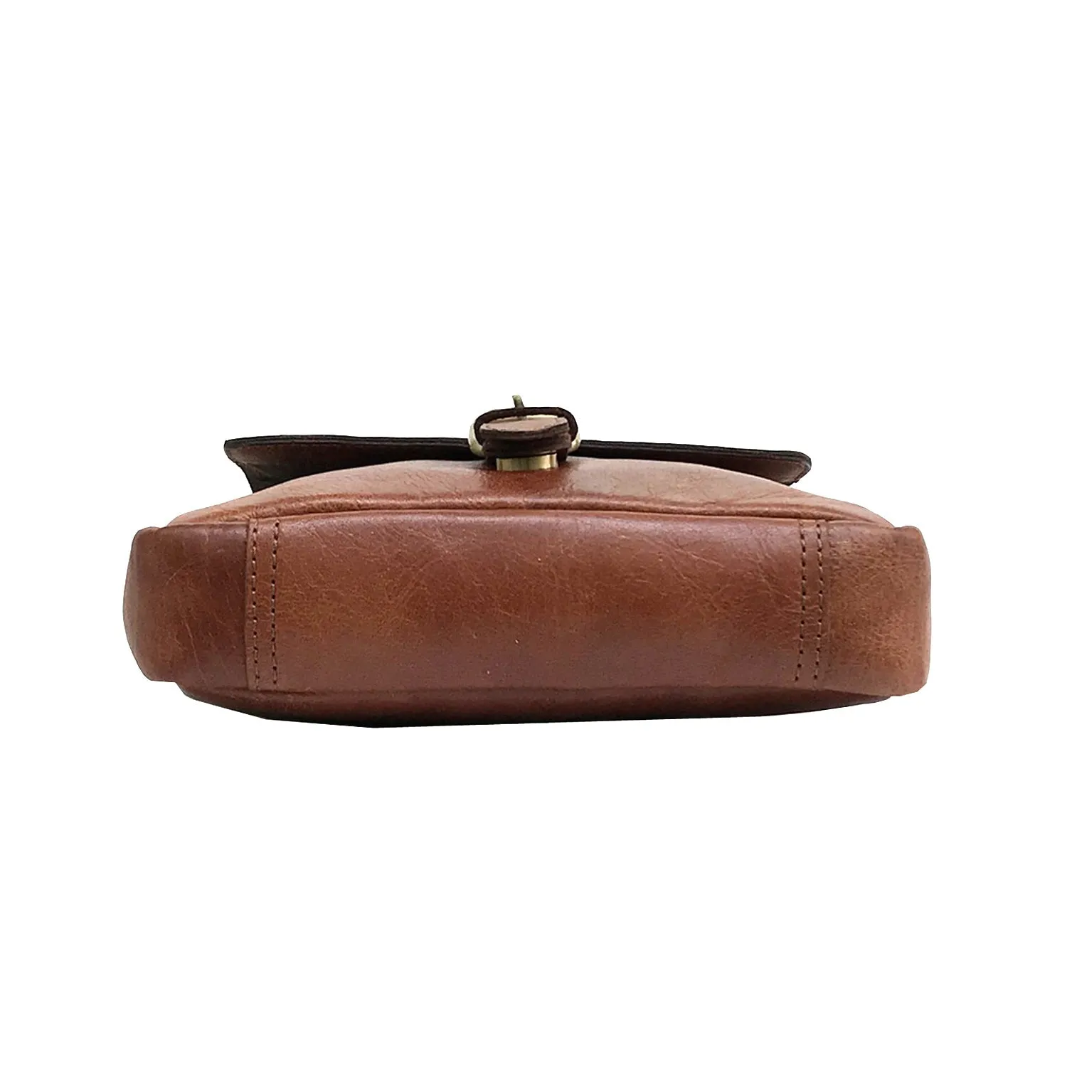 Full-grain Buffalo Leather Sling Messenger Bag - Sandstone Brown