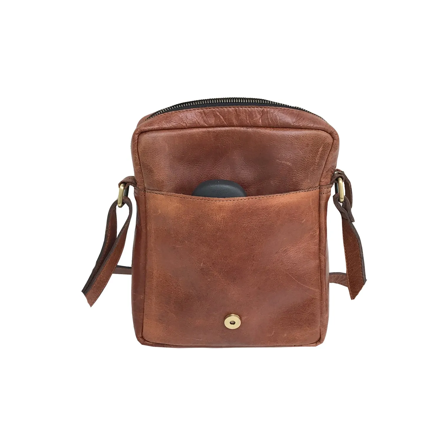 Full-grain Buffalo Leather Sling Messenger Bag - Sandstone Brown