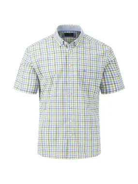 FYNCH HATTON Summer Slub Check Shirt/Dusty Olive - New SS24