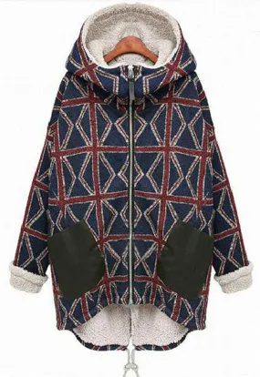 Geometric Patterns Hooded Coat