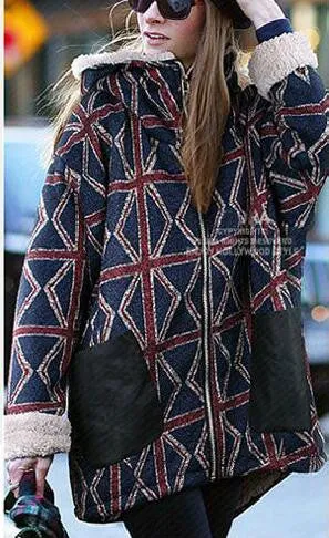 Geometric Patterns Hooded Coat