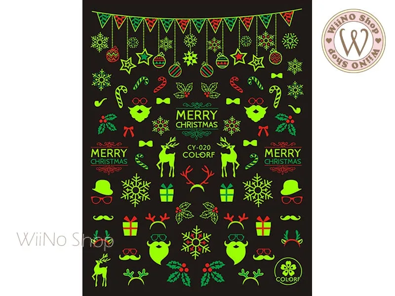 Glow in the Dark Christmas Adhesive Nail Art Sticker - 1 pc (CY-020)