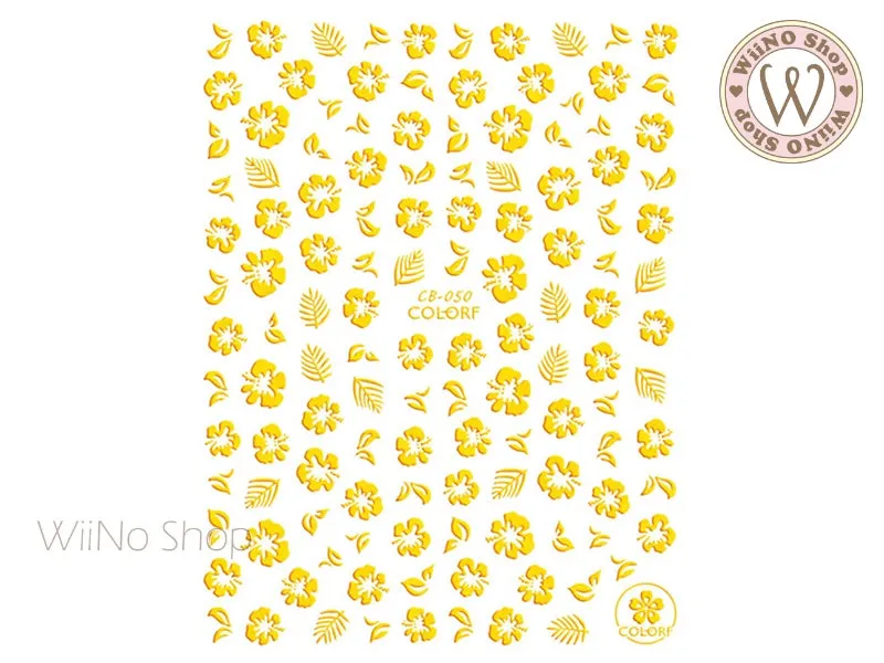 Gold Hibiscus Flower Adhesive Nail Art Sticker - 1 pc (CB-050G)