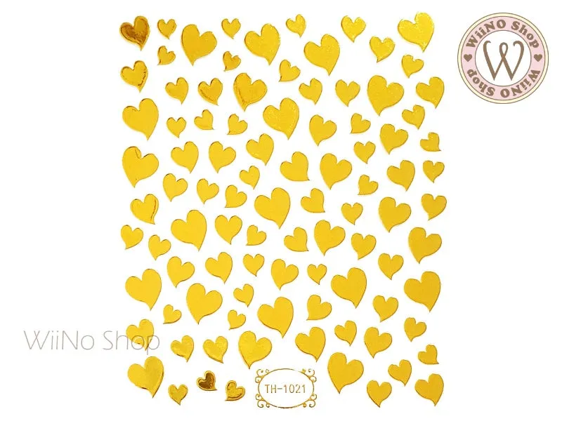 Gold Lopsided Heart Adhesive Nail Art Sticker - 1 pc (TH-1021)