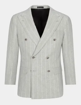 Grey White Stripe Double Breasted Suit