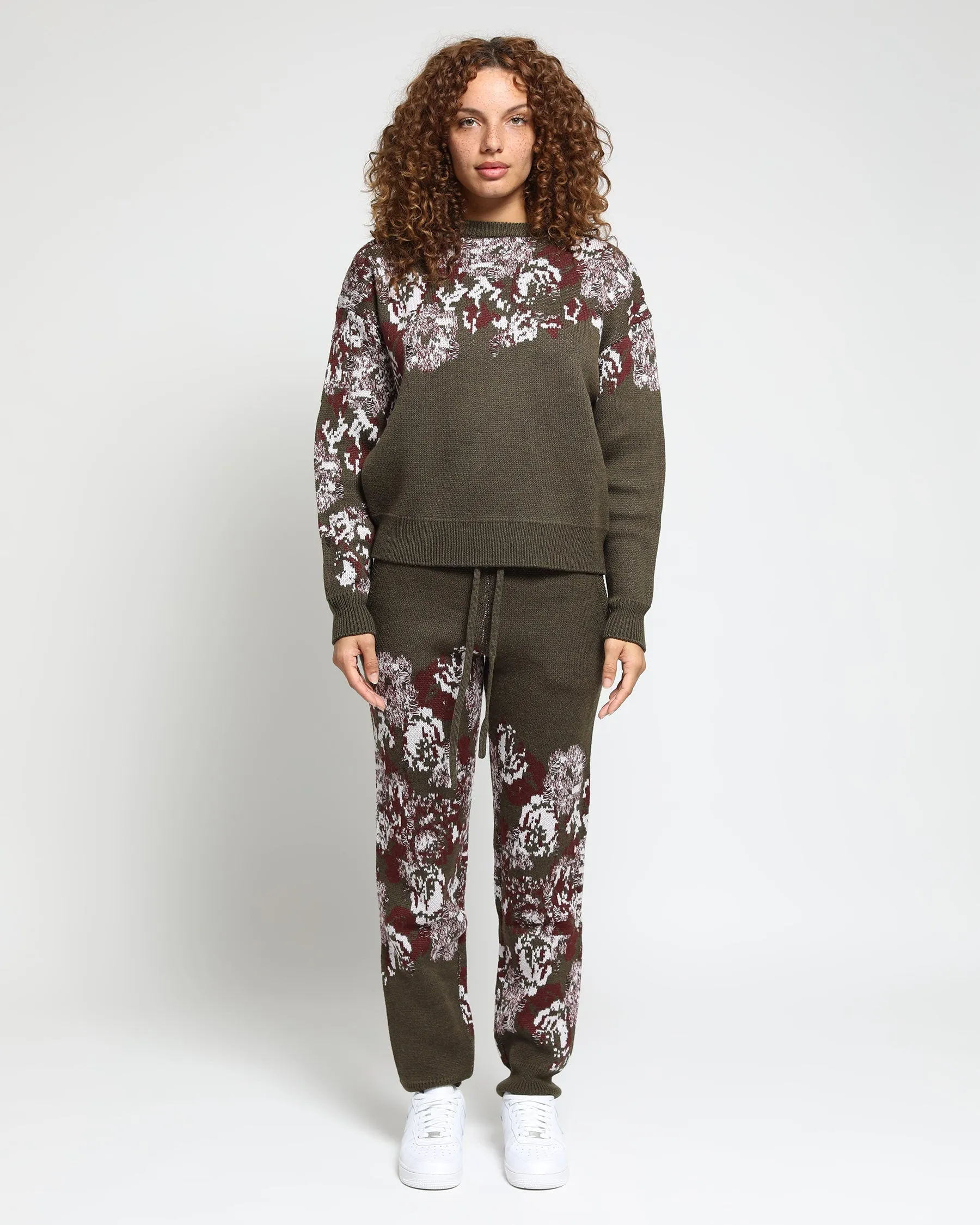 Hanging Floral Distressed Crewneck Sweater