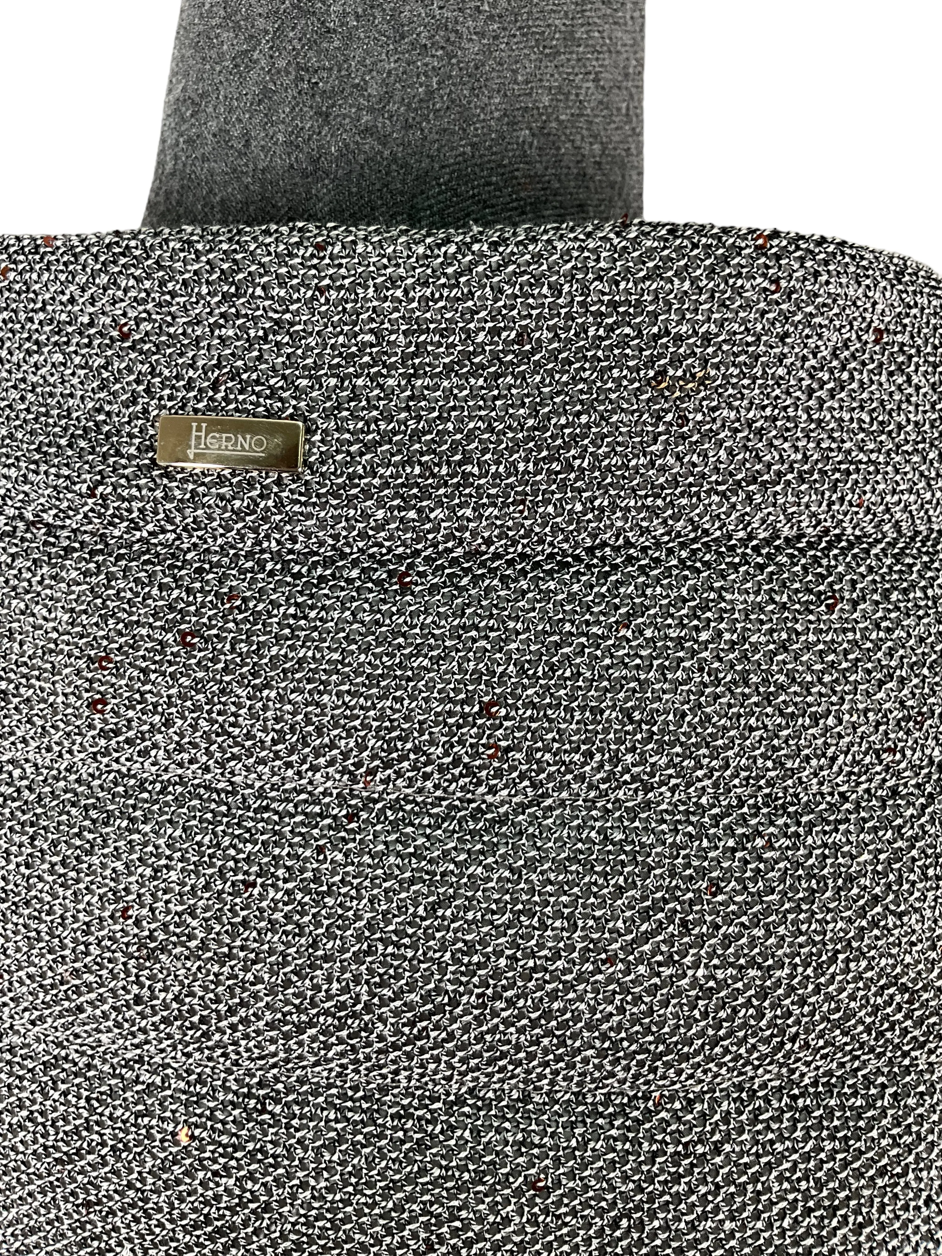 Herno Gray Textured Sequin Padded Jacket Size M