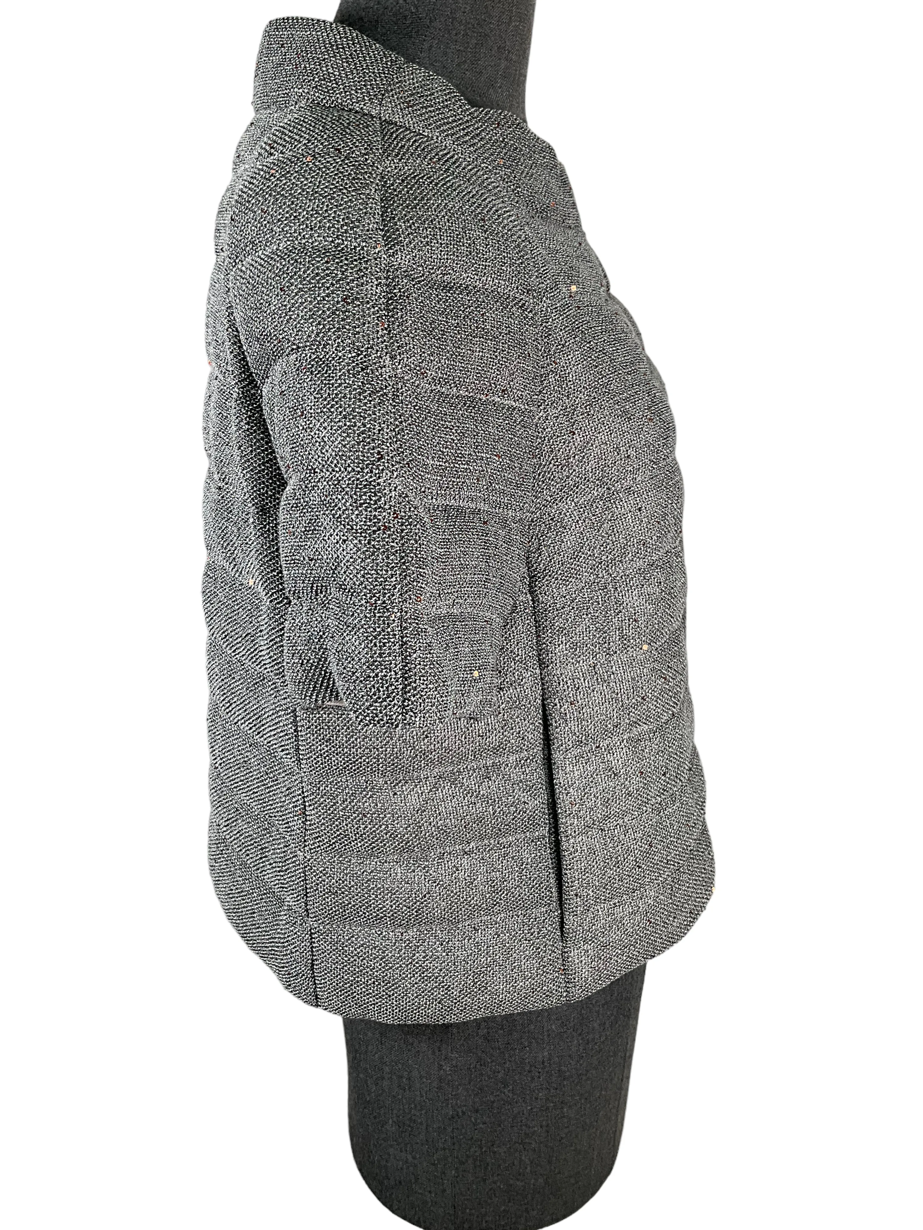 Herno Gray Textured Sequin Padded Jacket Size M