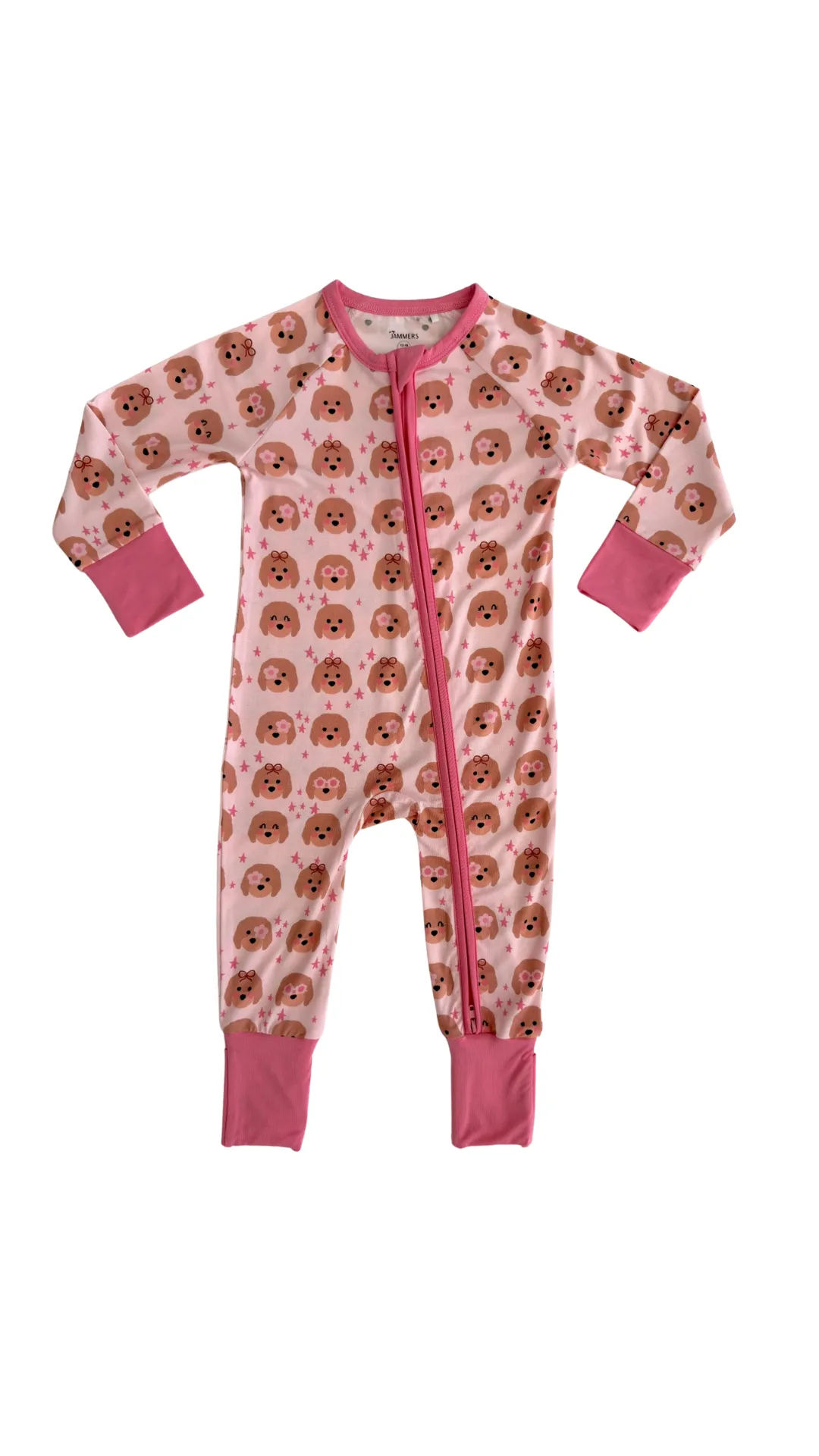 In My Jammers Pink Goldendoodle Zipper Romper